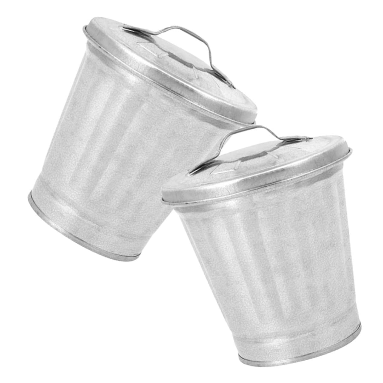 Gadpiparty Indoor Planters 2pcs Mini Desktop Trash Can with Lid Small Garbage Bin Can Tiny Metal Rubbish Bin Multipurpose Storage Buckets Garbage Containers for Home Office Outdoor Planters