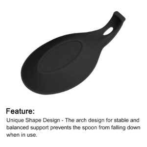 uxcell Silicone Spoon Rest, 9.25" x 4.72" Heat Resistant Kitchen Utensil Holder Spatula Ladle Rest for Counter Stove Top, Black 1Pcs