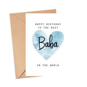 MoltDesigns Happy Birthday To The Best Baba In The World Card - Baba Birthday Card - Baba Card - Father's Day Gift - Happy Birthday Card