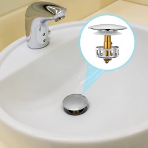 DOITOOL Bath Tub Stopper Over Sink Strainer Bath Drain Stopper Bathroom Sink Stopper Bath Tub Plug Shower Drain Hair Catcher for Popup Drain Metal Sink Strainer Sink Tub Bathtub Drain Plug