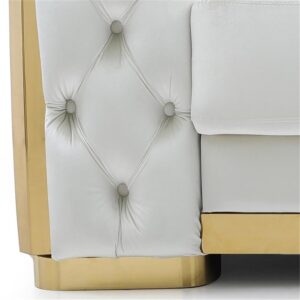 Glory Furniture Lexi Modern Velvet Upholstered Loveseat in Ivory/Gold Finish