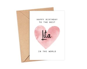 happy birthday to the best lita in the world card - lita birthday card - lita card - mother's day gift - happy birthday card happy birthday mom