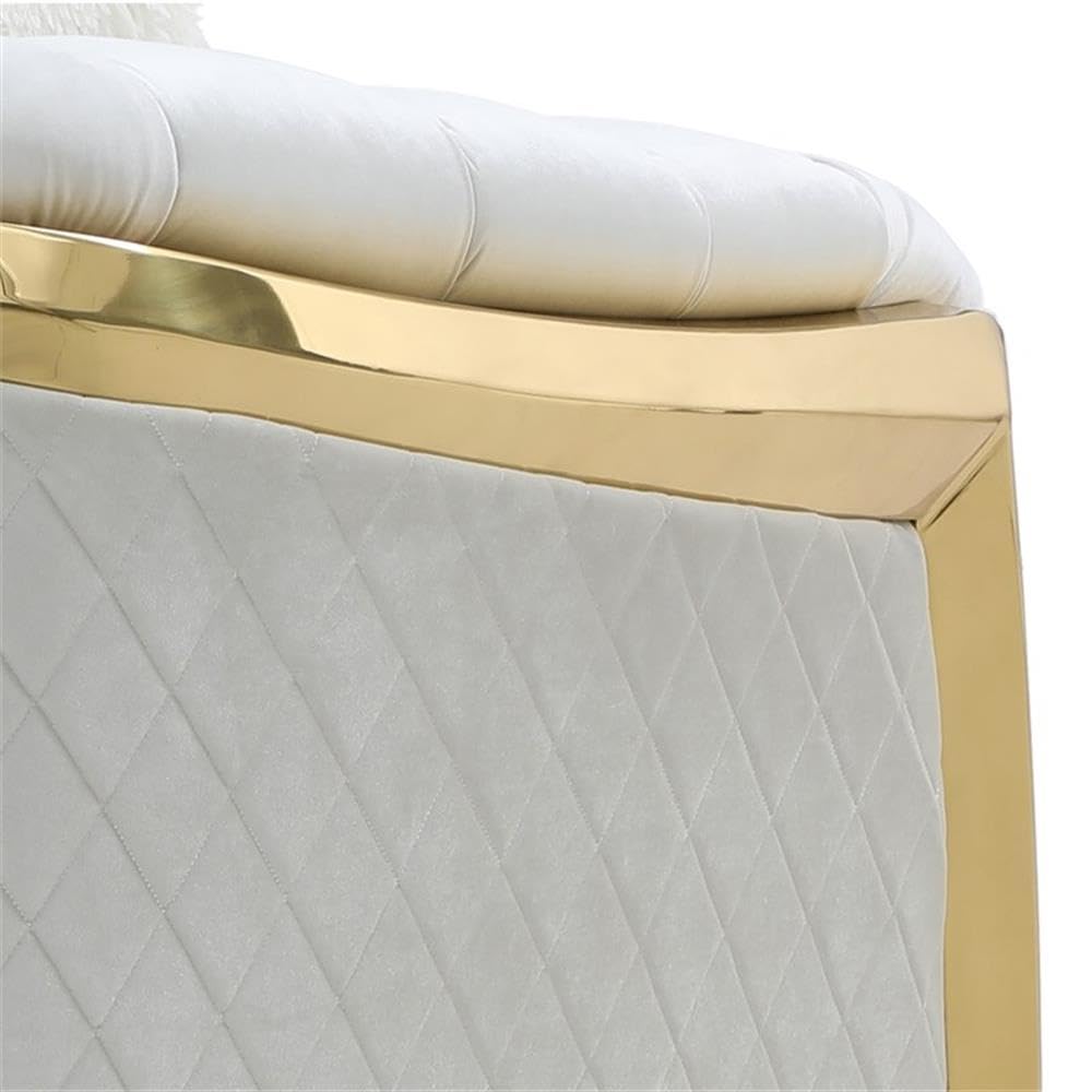 Glory Furniture Lexi Modern Velvet Upholstered Loveseat in Ivory/Gold Finish