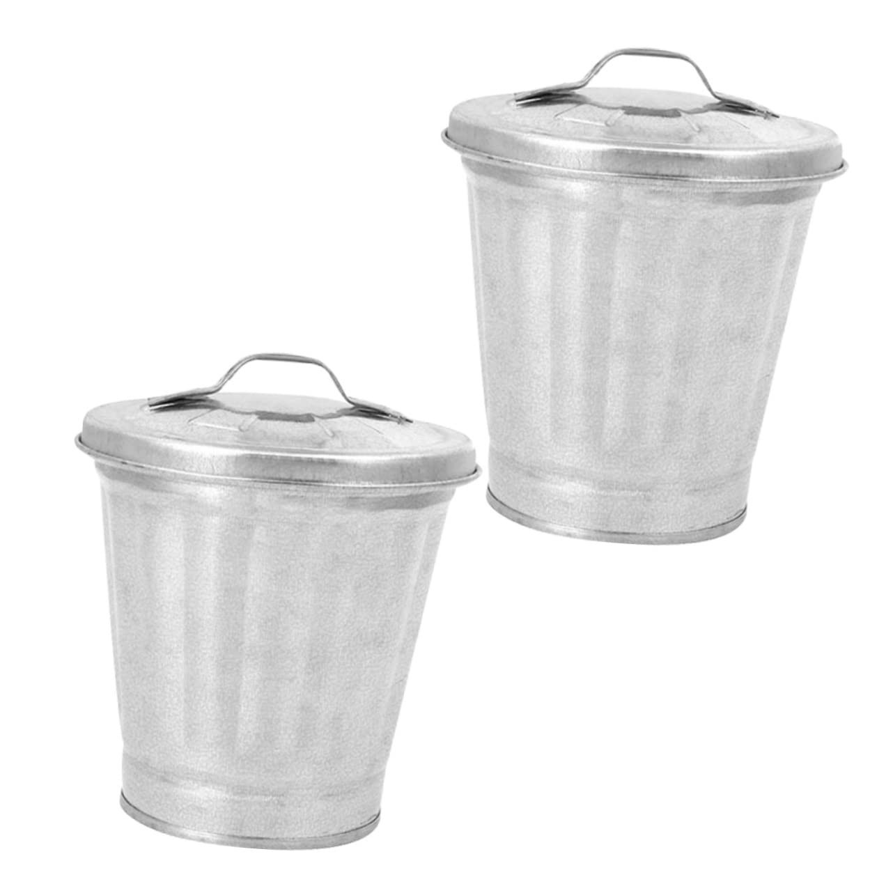 Gadpiparty Indoor Planters 2pcs Mini Desktop Trash Can with Lid Small Garbage Bin Can Tiny Metal Rubbish Bin Multipurpose Storage Buckets Garbage Containers for Home Office Outdoor Planters