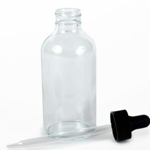 Vivaplex, Clear, 4 oz Glass Bottles, with Glass Eye Droppers - 2 pack