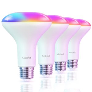 linkind br30 smart light bulbs, wifi flood light bulbs compatible with alexa & google home, rgbtw color changing light bulb, 1800k-6500k tunable white, e26 8w equivalent 60w, 2.4ghz wifi only, 4 pack