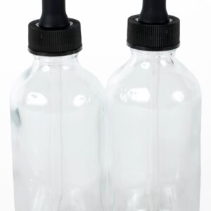 Vivaplex, Clear, 4 oz Glass Bottles, with Glass Eye Droppers - 2 pack