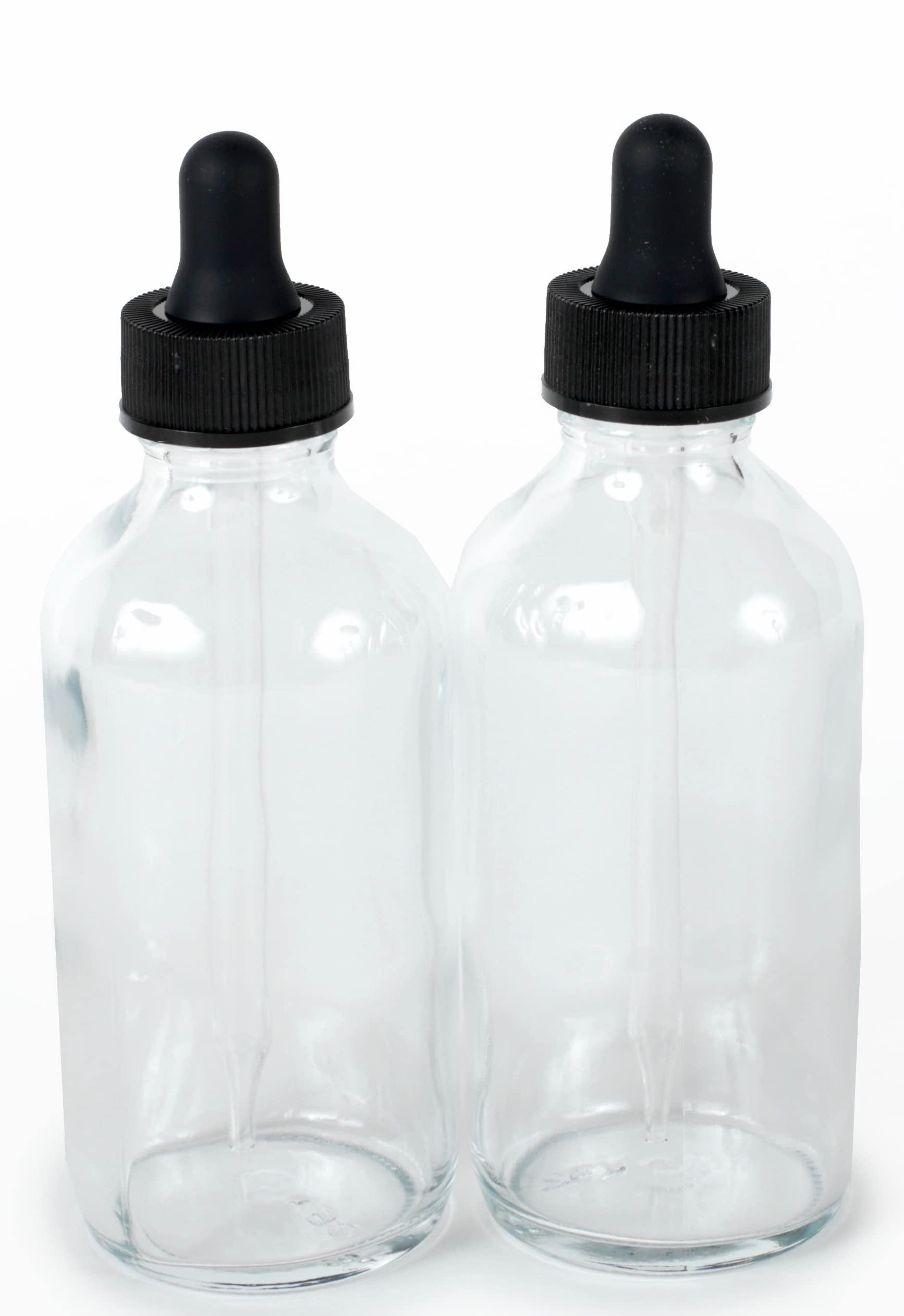 Vivaplex, Clear, 4 oz Glass Bottles, with Glass Eye Droppers - 2 pack