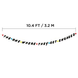 Friends Themed Engagement Party Black Glitter Banner - Wedding Announcement and Bridal Shower Decorations