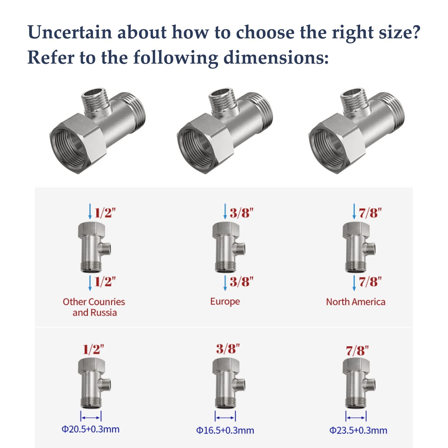 SAMODRA Bidet Installation Accessories Set, Contains 3/8" Metal T-Adapter, Teflon Tape, Circular Fixing Plates * 2, Cold Water Connection Metal Braided Hose