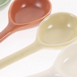 4pcs Ceramic Soup Spoons Japanese Ramen Soup Spoons Ceramic Asian Dinner Spoons Retro Korean Style Tablespoon Rice Noodles Serving Spoon Ladle for Wonton Dumpling