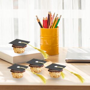 POUYRBA Graduation Cap Chocolate Decorations, 50pcs Black and Dark Blue 2024 Graduation Party Set for Chocolates Candies