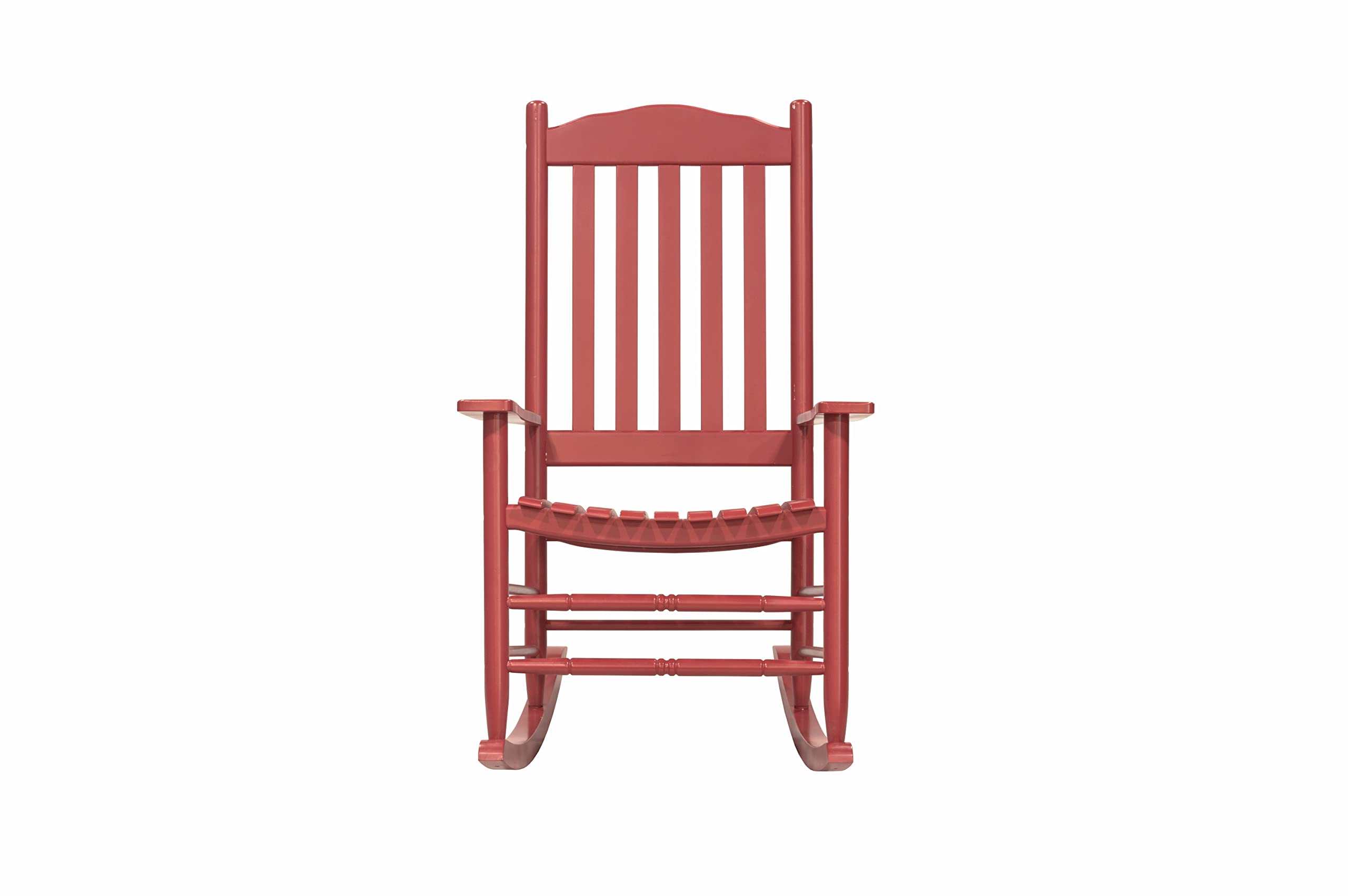 D&F Design Outdoor Rocking Rocker, Wood Rocking Chair with High Back and Curved Seat, UV Treated (Red), Outdoor and Indoor use