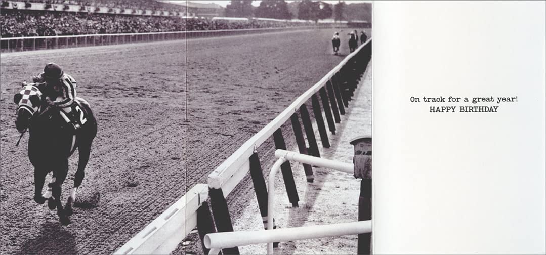 Avanti Press Secretariat Running Race at Belmont Park Vintage Photograph America Collection Birthday Card