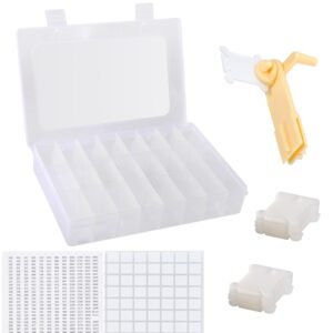 embroidery floss organizer, cross stitch thread storage box tools - bobbin winder, 1 removable 24 compartments with 40 hard plastic floss bobbins and stickers for craft diy embroidery sewing storage