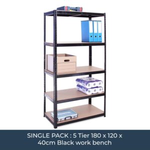 G-Rack Garage Workbench & Shelving: 90cm high x 120cm Wide x 60cm deep | Heavy Duty Racking Shelves for Storage, Blue 2 Tier (300KG Per Shelf), 600KG Capacity | for Workshop, Shed | 5 Year Warranty