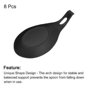 uxcell Silicone Spoon Rest, 7.68" x 3.74" Heat Resistant Kitchen Utensil Holder Spatula Ladle Rest for Counter Stove Top, Black 8Pcs