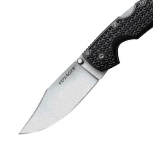 Cold Steel Voyager Large 4" AUS10A Clip Point Razor-Sharp Blade 5.25" Griv-Ex Handle Everyday Carry Tactical Folding Knife, Blister Pack