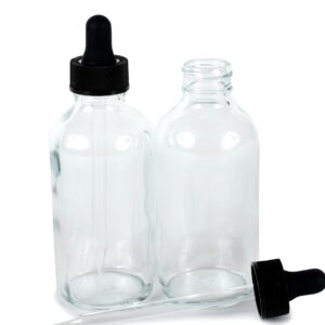 Vivaplex, Clear, 4 oz Glass Bottles, with Glass Eye Droppers - 2 pack