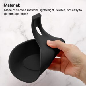 uxcell Silicone Spoon Rest, 9.25" x 4.72" Heat Resistant Kitchen Utensil Holder Spatula Ladle Rest for Counter Stove Top, Black 1Pcs