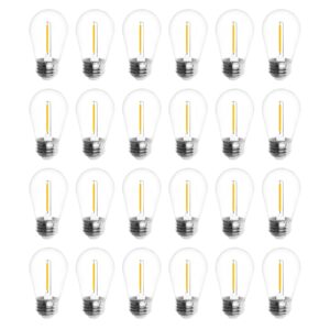 jslinter s14 5000k daylight outdoor string lights bulbs replacement, shatterproof & waterproof, 1 watt led 11w equivalent, e26 base non-dimmable, edison vintage style for patio garden, 24-pack