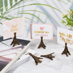 GORGECRAFT 10PCS Place Card Holder Photo Folder Eiffel Tower Table Number Holders Tibetan Style Alloy Memo Holders Cardholder for Wedding Tabletop Reception Banquet Menu Reserved Seat Number