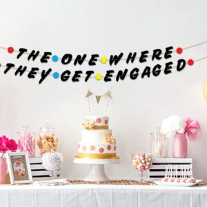 Friends Themed Engagement Party Black Glitter Banner - Wedding Announcement and Bridal Shower Decorations