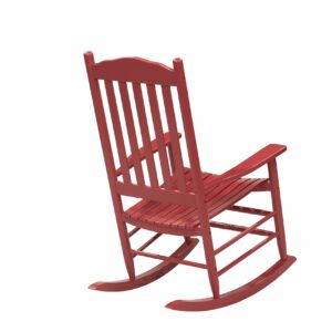 D&F Design Outdoor Rocking Rocker, Wood Rocking Chair with High Back and Curved Seat, UV Treated (Red), Outdoor and Indoor use