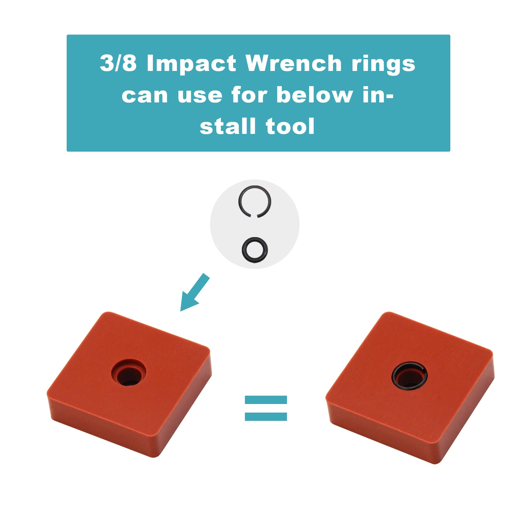 RURBRIN (10 Sets) 3/8" Impact Wrench Retaining Rings with O-Ring, Compatible with Electric/Pneumatic Cordless Wrench, Including Retainer Ring Anvil Install Tool