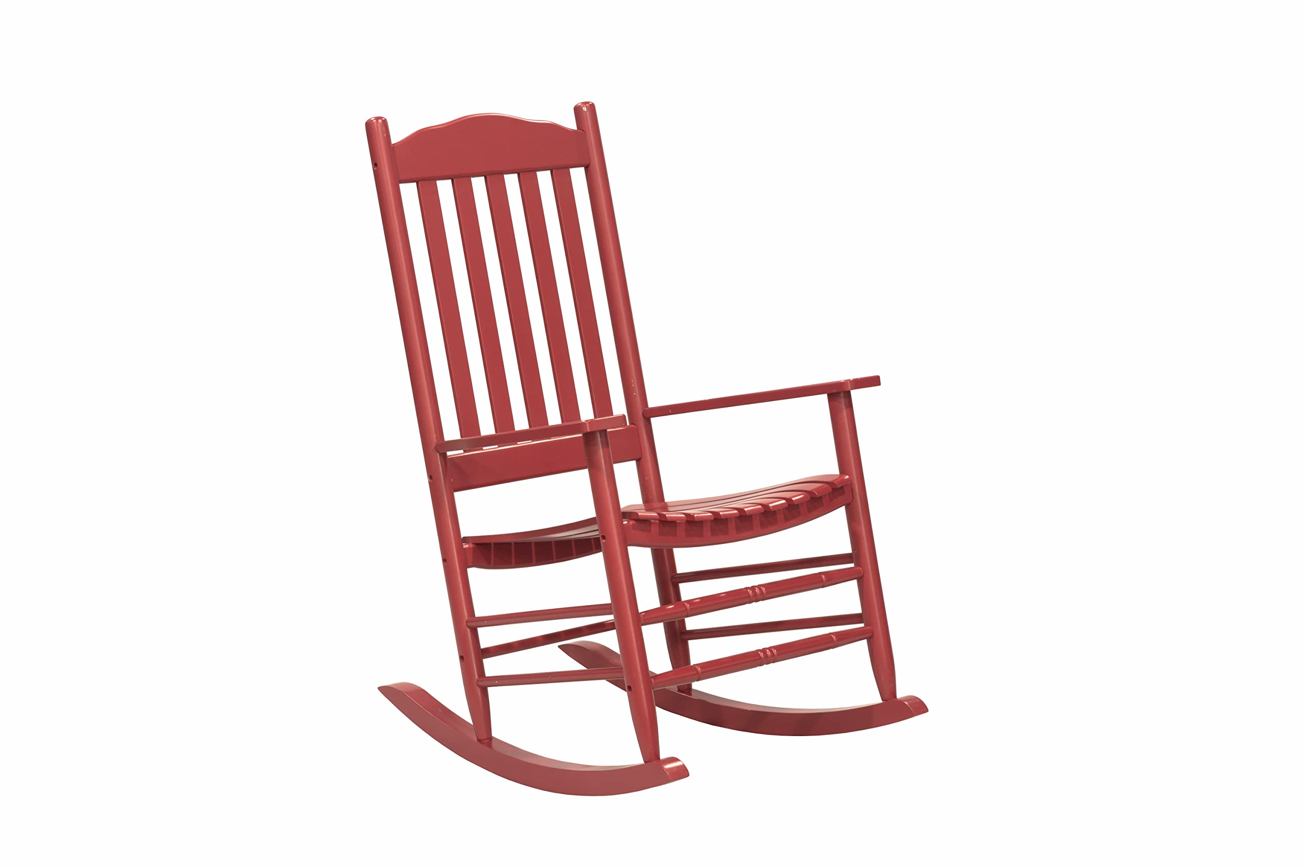 D&F Design Outdoor Rocking Rocker, Wood Rocking Chair with High Back and Curved Seat, UV Treated (Red), Outdoor and Indoor use