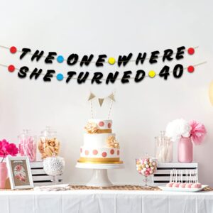 Friends Themed 40th Birthday Black Glitter Banner - Happy 40th Birthday Party - 40th Birthday Party Decorations and Supplies