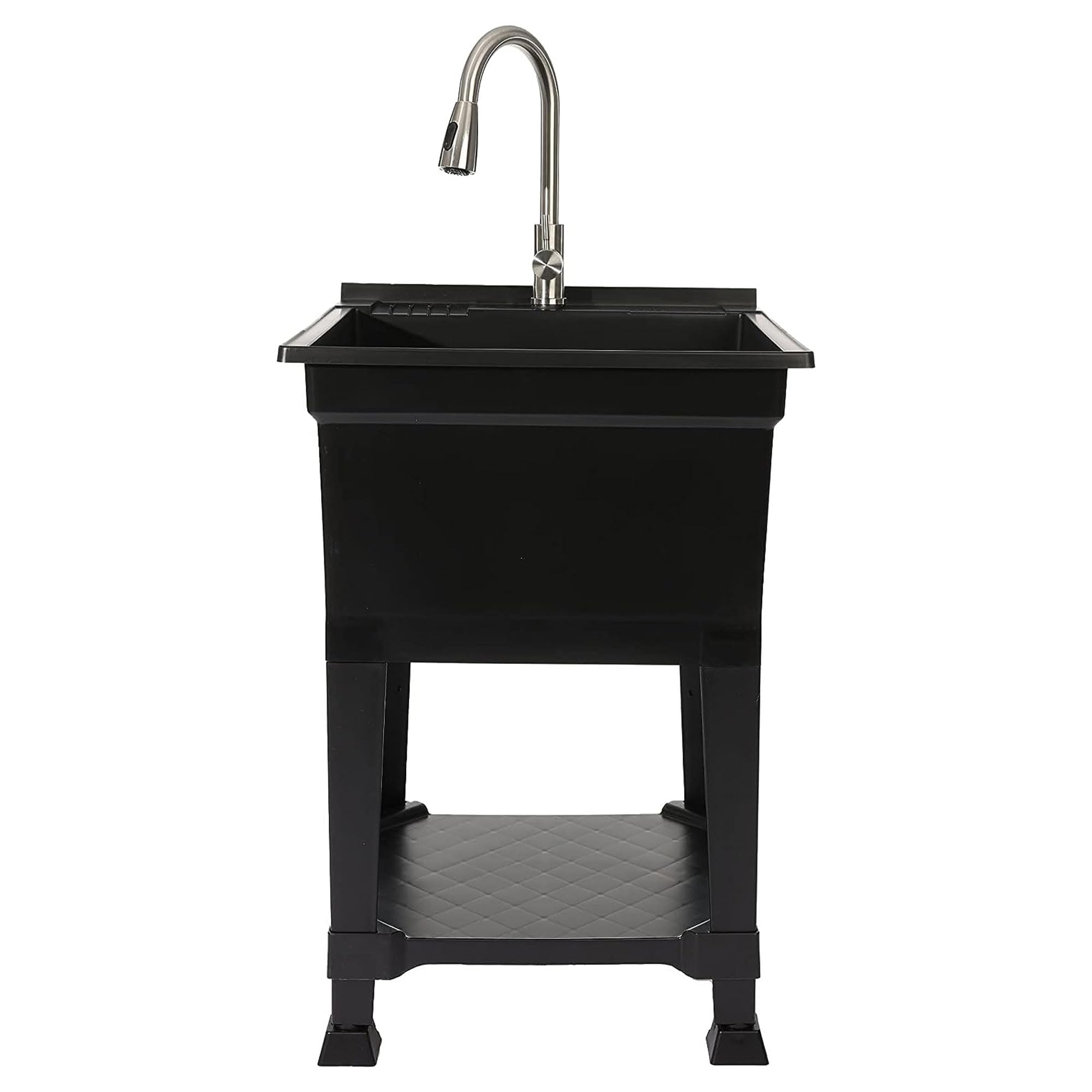 UTILITYSINKS USA-Made Plastic Freestanding 24 in x 24-Inch UtilityTub Heavy Duty Compact Utility Sink Ideal for Workshop, Laundry Room, Garage, Greenhouse, Pet Wash Station (Black)