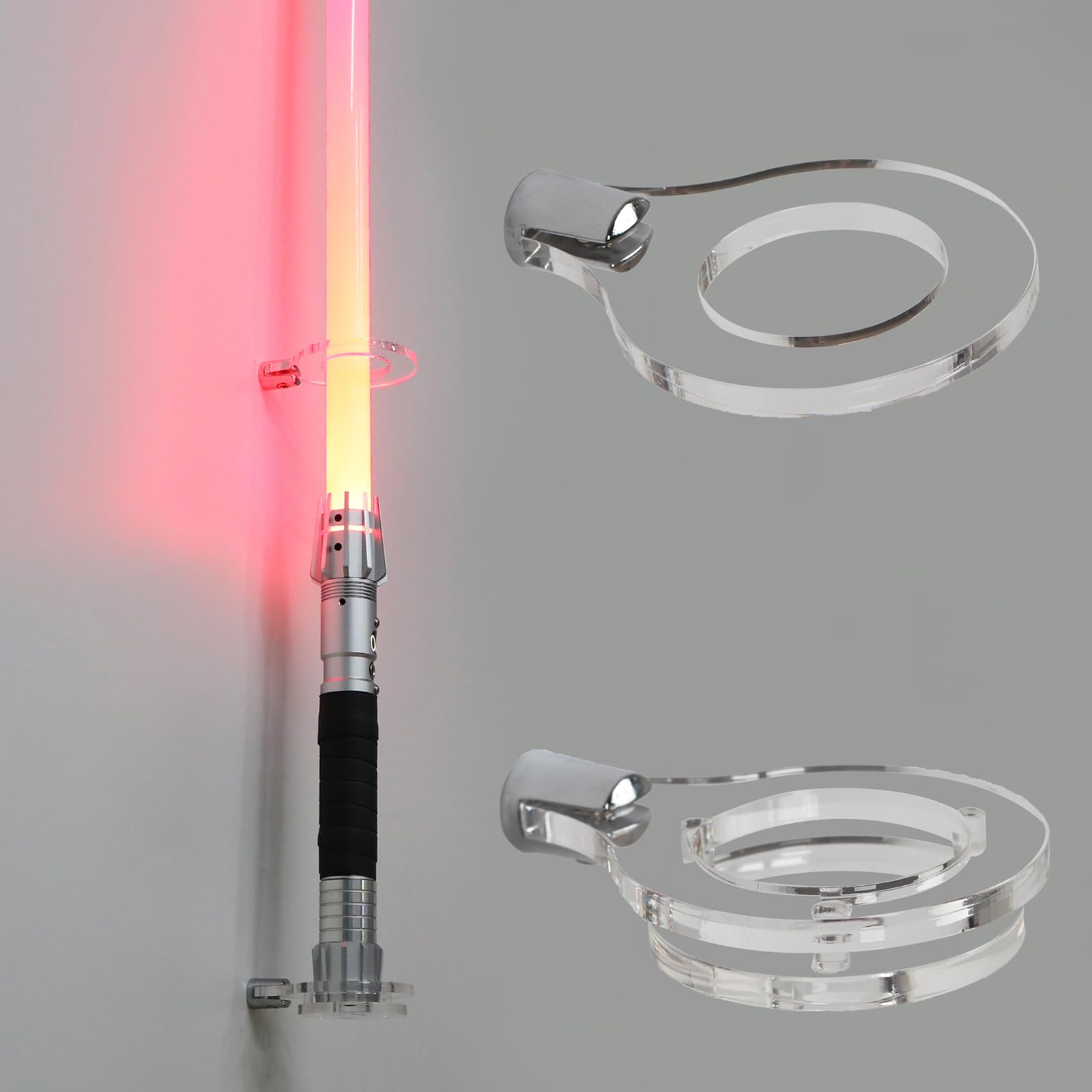 HHUXIUE Lightsaber Wall Mount Lightsaber Stand Sword shelf Suitable for Lightsaber Stand Lightsaber Display Swords Light Saber Sword Wall Bracket (Transparent 1 hole)