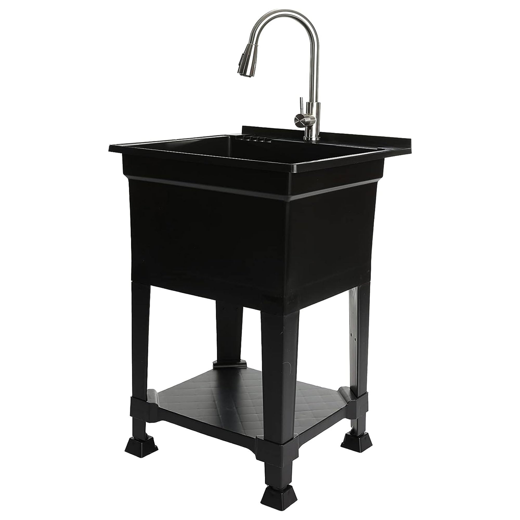 UTILITYSINKS USA-Made Plastic Freestanding 24 in x 24-Inch UtilityTub Heavy Duty Compact Utility Sink Ideal for Workshop, Laundry Room, Garage, Greenhouse, Pet Wash Station (Black)