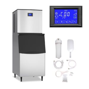 commercial grade ice maker machine - 550lbs/24h with 350lbs bin 1200w ultra strong compressor, stainless steel construction fully automatic operation perfect for bar restaurants and business