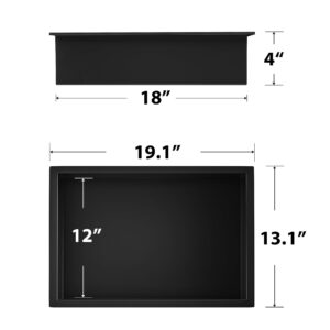 Qeke Stainless Steel Shower Bathroom Wall Niche, Recessed Shower Niche Ready for Tile 18"x12", Storage Wall Niche for Shampoo, Matte Black