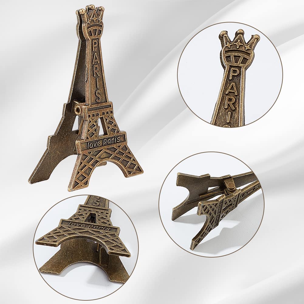 GORGECRAFT 10PCS Place Card Holder Photo Folder Eiffel Tower Table Number Holders Tibetan Style Alloy Memo Holders Cardholder for Wedding Tabletop Reception Banquet Menu Reserved Seat Number