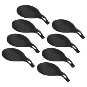 uxcell silicone spoon rest, 7.68" x 3.74" heat resistant kitchen utensil holder spatula ladle rest for counter stove top, black 8pcs