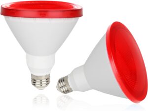 red led par38 flood light bulb, 15w (100watt equivalent), e26 base red light bulb, party decoration, porch, halloween bulbs, home lighting, holiday lighting, red flood bulb, red color light(2 pack)