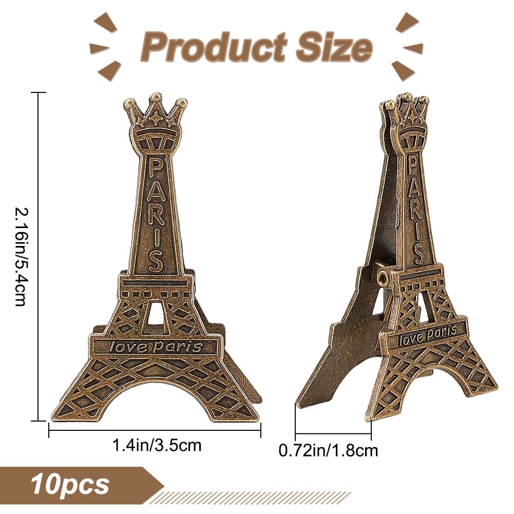 GORGECRAFT 10PCS Place Card Holder Photo Folder Eiffel Tower Table Number Holders Tibetan Style Alloy Memo Holders Cardholder for Wedding Tabletop Reception Banquet Menu Reserved Seat Number