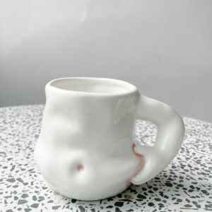 hesim Hand-Crafted Ceramic 14OZ Fat Belly Mug | Coffee Mug With Arm Handle | Fat Mug | Potbelly Coffee Mug | Father's Day Gift