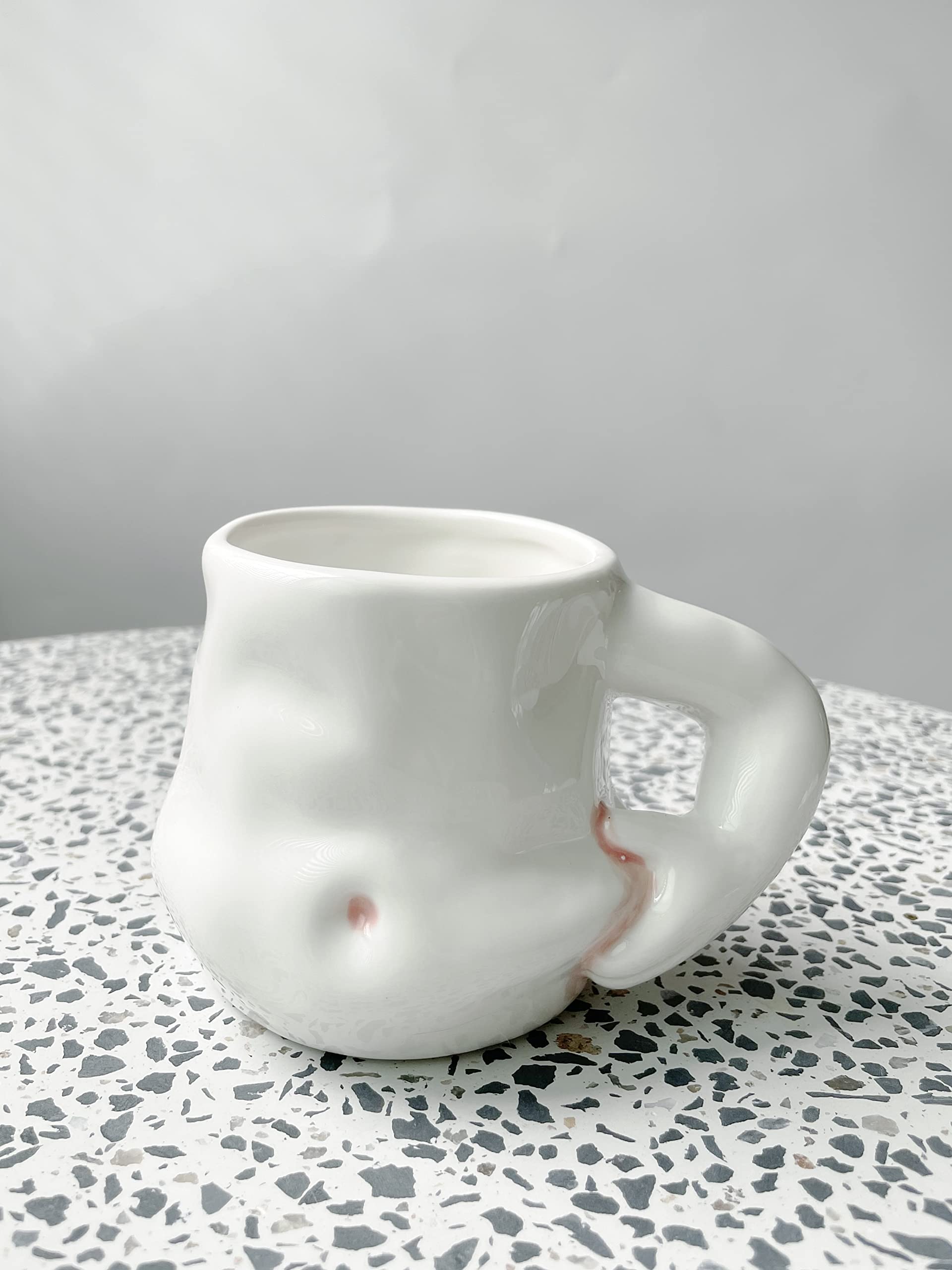 hesim Hand-Crafted Ceramic 14OZ Fat Belly Mug | Coffee Mug With Arm Handle | Fat Mug | Potbelly Coffee Mug | Father's Day Gift