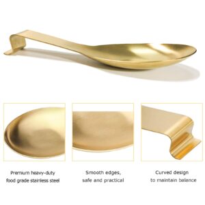 Stainless Steel Spoon Rest, VOJACO Gold Spoon Rest for Kitchen Counter Stove Top, Spatula Ladle Spoon Cooking Utensils Holder, Gold Kitchen Accessories, Dishwasher Safe