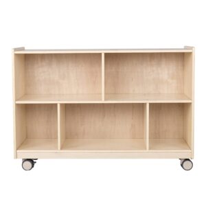 children’s factory mobile 30" h 2-shelf storage, classroom reading nook cubbies, kids preschool & daycare toy cubby shelves, toddler playroom bookshelf