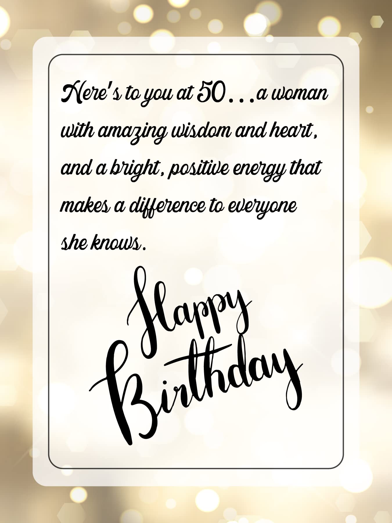 50th Birthday Cards For Women - | Made From Real Bamboo | 6" X 4.5" - 1 Pack (Envelope Included) | Laser Cut, Party Themed 50th Birthday Card for Wife, Mom, Aunt, Sister, Friend, her etc.