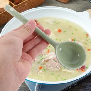 4pcs Ceramic Soup Spoons Japanese Ramen Soup Spoons Ceramic Asian Dinner Spoons Retro Korean Style Tablespoon Rice Noodles Serving Spoon Ladle for Wonton Dumpling