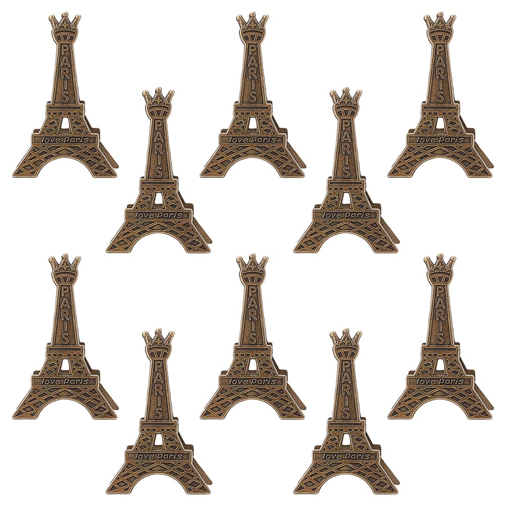 GORGECRAFT 10PCS Place Card Holder Photo Folder Eiffel Tower Table Number Holders Tibetan Style Alloy Memo Holders Cardholder for Wedding Tabletop Reception Banquet Menu Reserved Seat Number