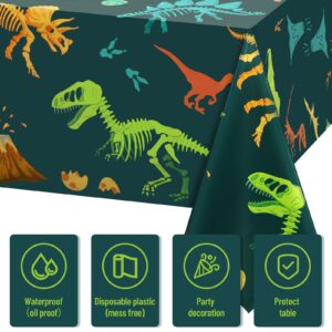 Tudomro 3 Pieces Dinosaur Plastic Party Tablecloth Dinosaur Birthday Table Cover Decorations Disposable Dinosaur Table Cover for Kids Boy Birthday Classroom Party Supplies, 54 x 108 Inch