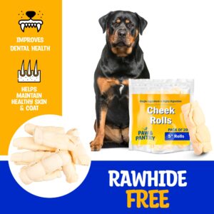 Paw & Pantry 5" All-Natural Beef Cheek Rolls for Dogs (Pack of 8) Beef Cheeks for Dogs - Single-Ingredient, Grain-Free Beef Cheek Rolls for Dogs Large - No Harmful Additives, Great Rawhide Alternative