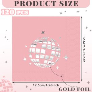 Geyoga 120 Sheets 70s Pink Disco Party Napkins Stylish Disposable 80s 90s Party Supplies Disco Ball Napkins Paper for Engagement Birthday Graduation Baby Shower Bachelorette Hip Hop Party Decorations